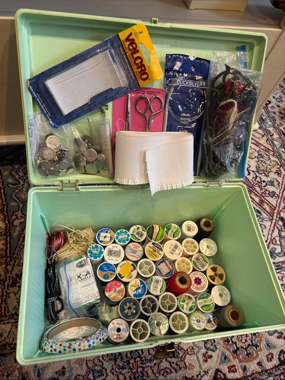 Mint Green Woven sewing Storage Case - Portable Organizer